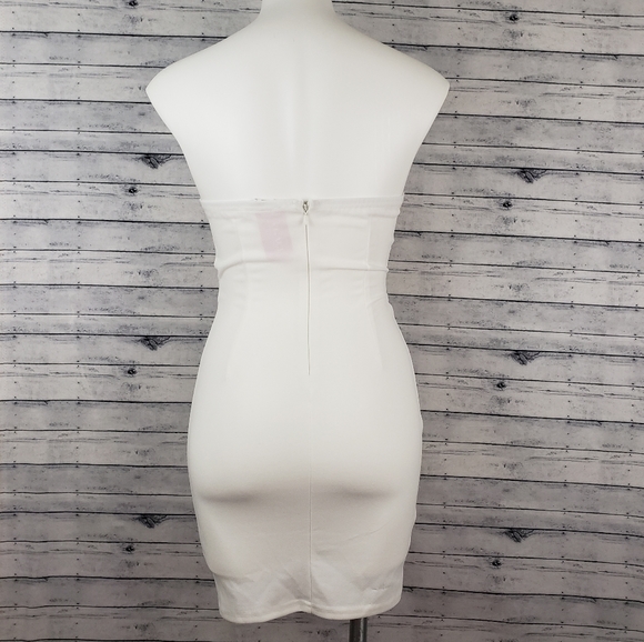 🆕️Agaci Cream And Gold Strapless Bodycon Dress Sm - Picture 4 of 7